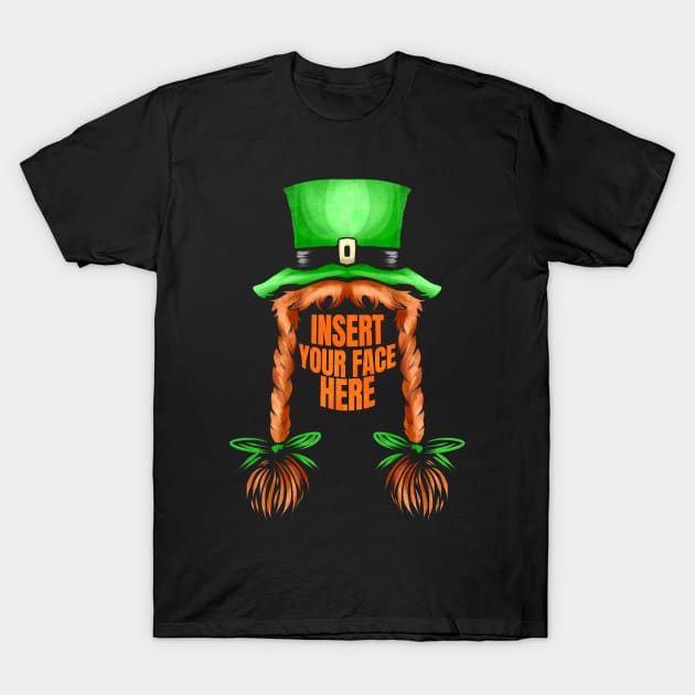 Green Hat, Red Braids, Insert Your Face Here St Patricks Day T-Shirt by SinBle